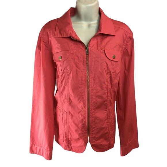 Womens Zip Up Jacket Pink Chicos 2 Lightweight  US Size L u - Picture 1 of 8